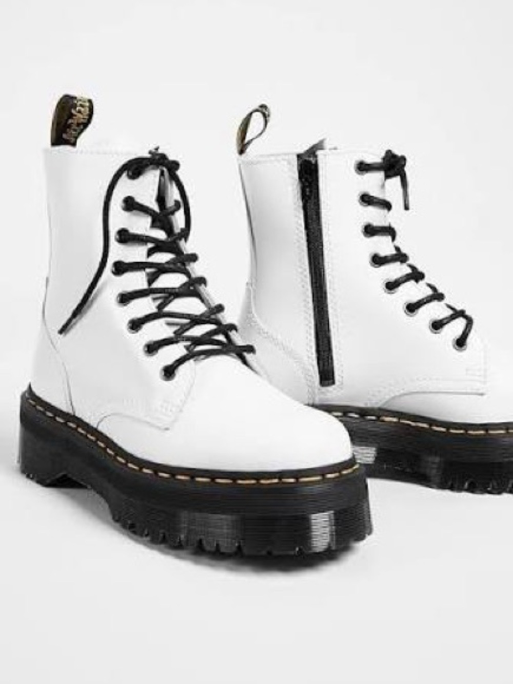 Dr. Marten’s White Leather Zip-Up Boots